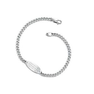 New Return to Tiffany Oval I.D Bracelet in Sterling Silver with Diamonds, Medium